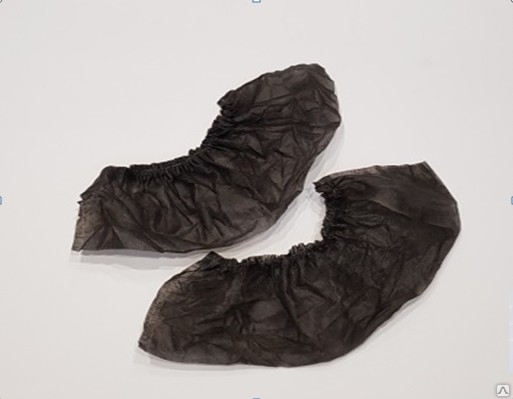 Носки одноразовые спанбонд, черные (инд. упаковка)  (50 пар)