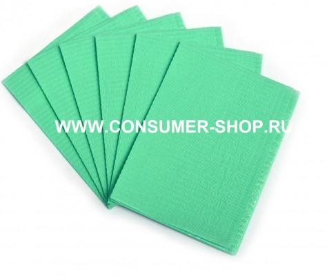 Салфетки ламинированные 2х- слойные, нагрудник 33*45 (500шт) цвет зеленый