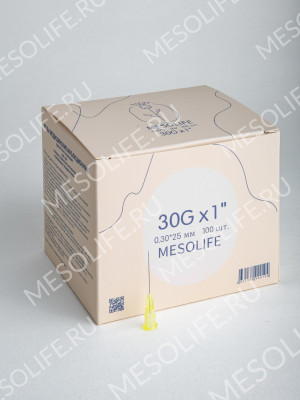 Игла одноразовая медицинская инъекционная стерильная MESOLIFE 30G 0,30*25 мм  (100 шт./упак.)