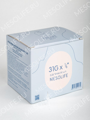 Игла одноразовая медицинская инъекционная стерильная MESOLIFE 31G 0,26*4мм  (100 шт./упак.) 